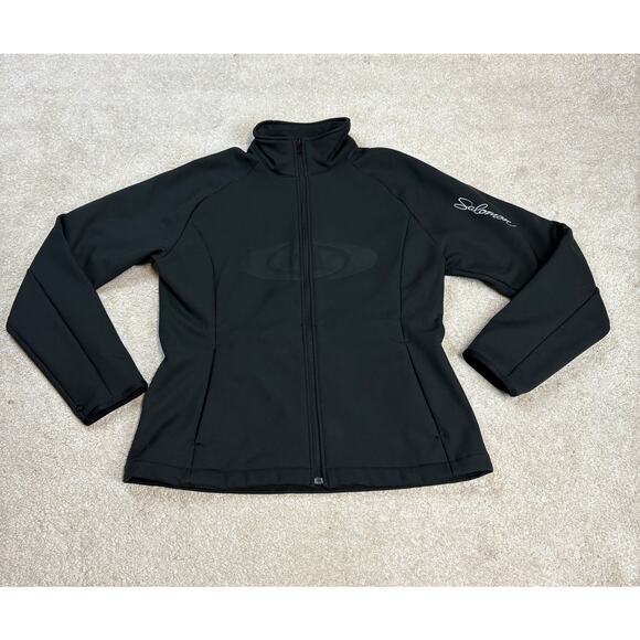 Salomon Softshell Collared Zip Up Black Jacket Outdoor Layer Size M - Picture 1 of 5